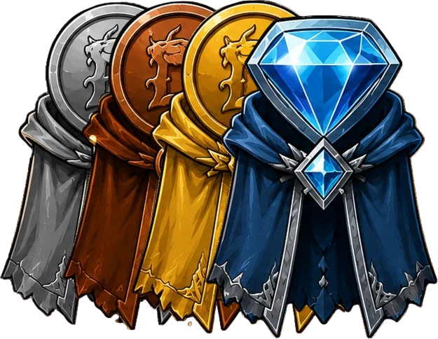 Medalhões de apoiador Cobre, Prata, Ouro e Diamante